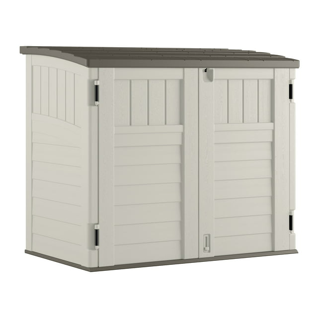 Suncast 34 cu. ft. Horizontal Outdoor Resin Storage Shed, Vanilla, 53 in D x 45.5 in H x 32.25 in W