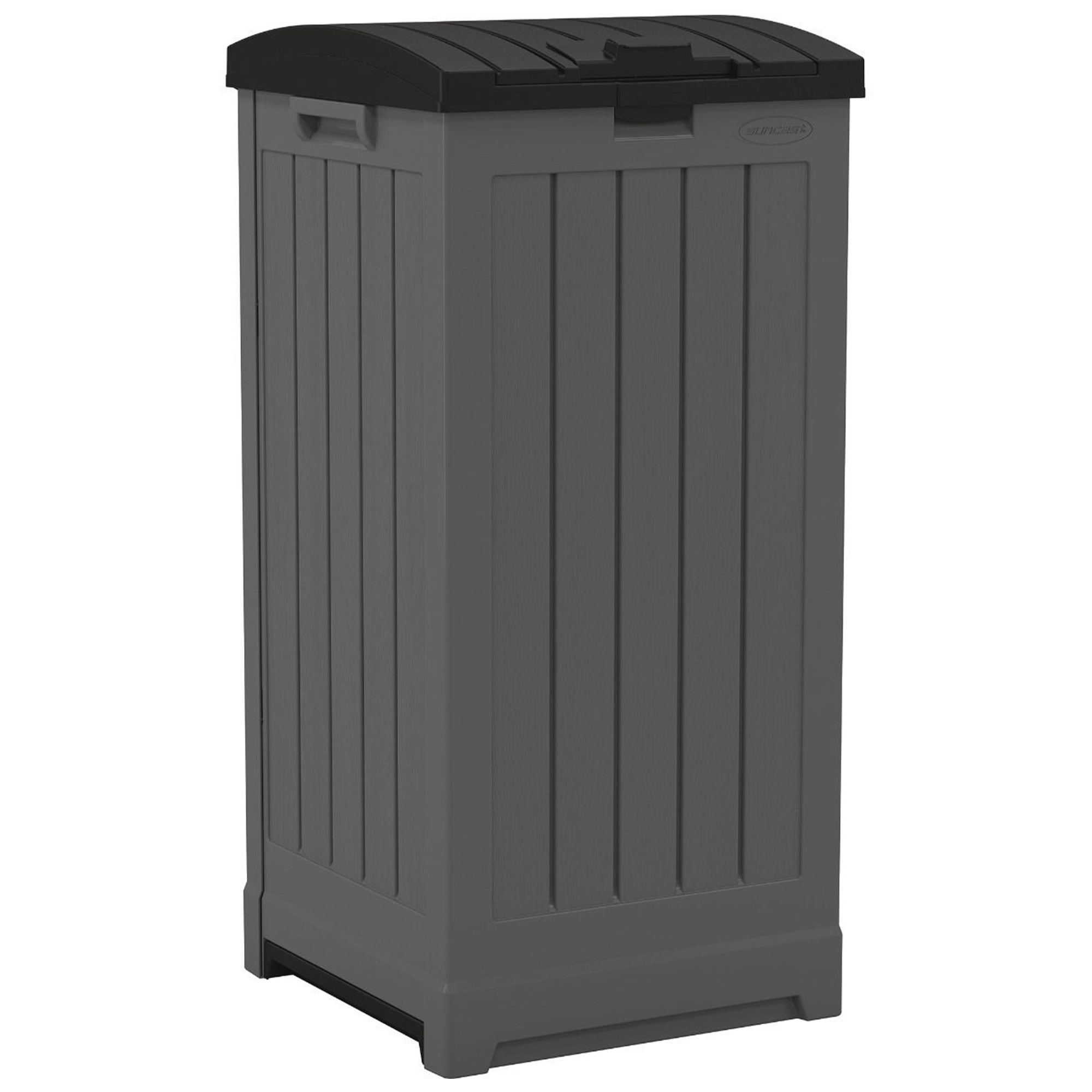 Suncast 39 Gallon Outdoor Resin Hideaway Trash Can, Peppercorn