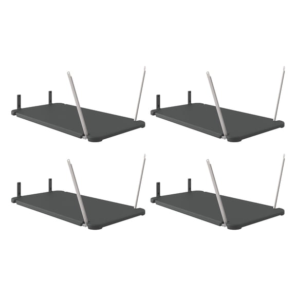 Suncast 4 Pack Vertical Shed Shelf Space Saving Hanging Outdoor Storage, Black