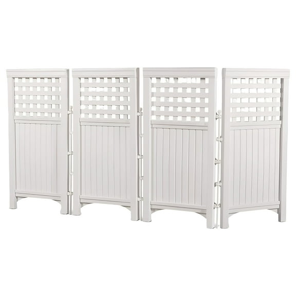 Suncast 4 Panel Outdoor Screen Enclosure - Freestanding Steel Resin Reversible Panel Outdoor Screen - Perfect for Concealing Garbage Cans, Air Conditioners - White