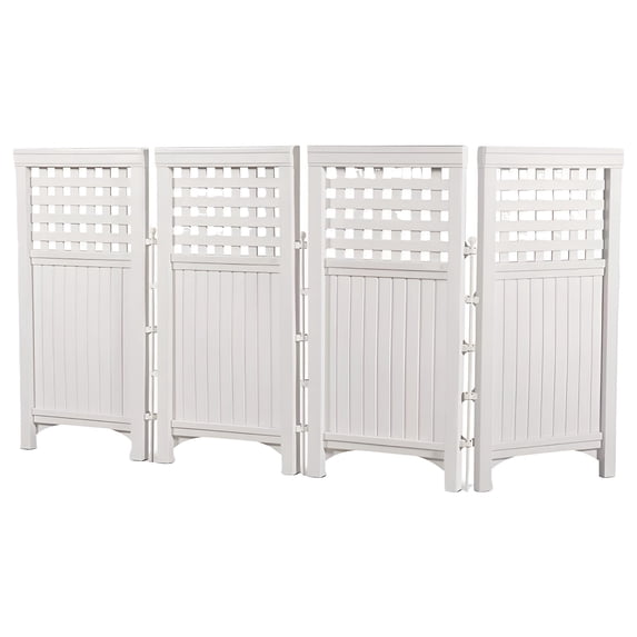 Suncast 4 Panel Outdoor Screen Enclosure - Freestanding Steel Resin Reversible Panel Outdoor Screen - Perfect for Concealing Garbage Cans, Air Conditioners - White