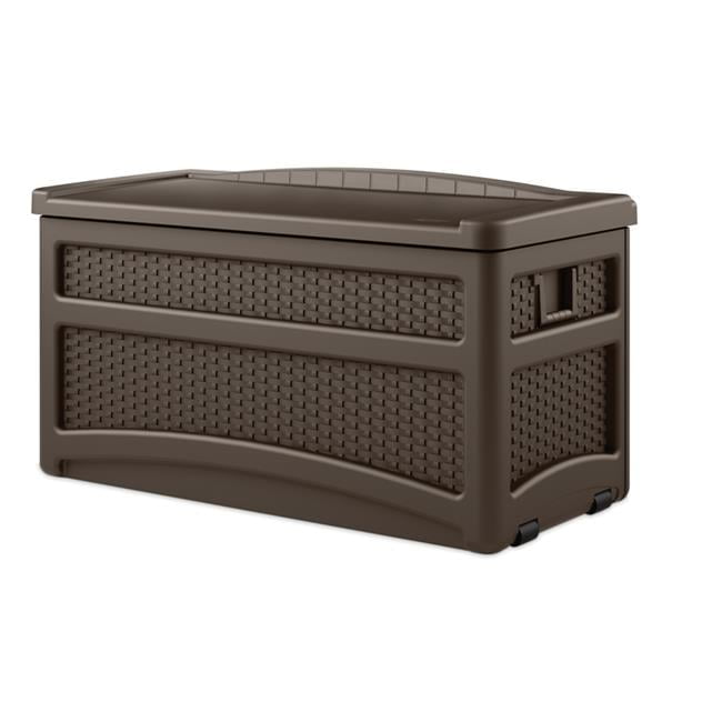 Suncast 24 in. W X 24 in. D Brown Plastic Deck Box with Seat 73 gal Suncast 24 in. W X 24 in. D Brown Plastic Deck Box with Seat 73 gal
