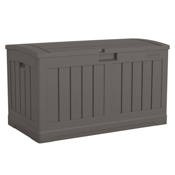 Suncast 50 Gallon Plastic Deck Box with Molded Lockable Feature, Gray
