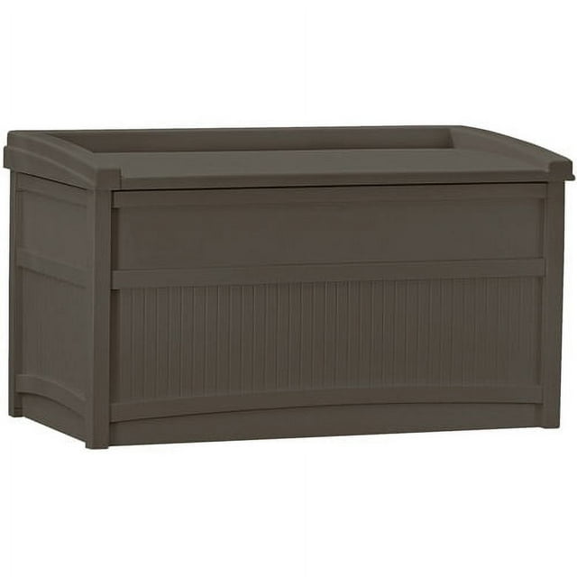 Suncast 50 gal Outdoor Deck Storage Box, Resin, with Seat, Java Brown, 21 in D x 41 in H x 23.25 in W, 28 lb