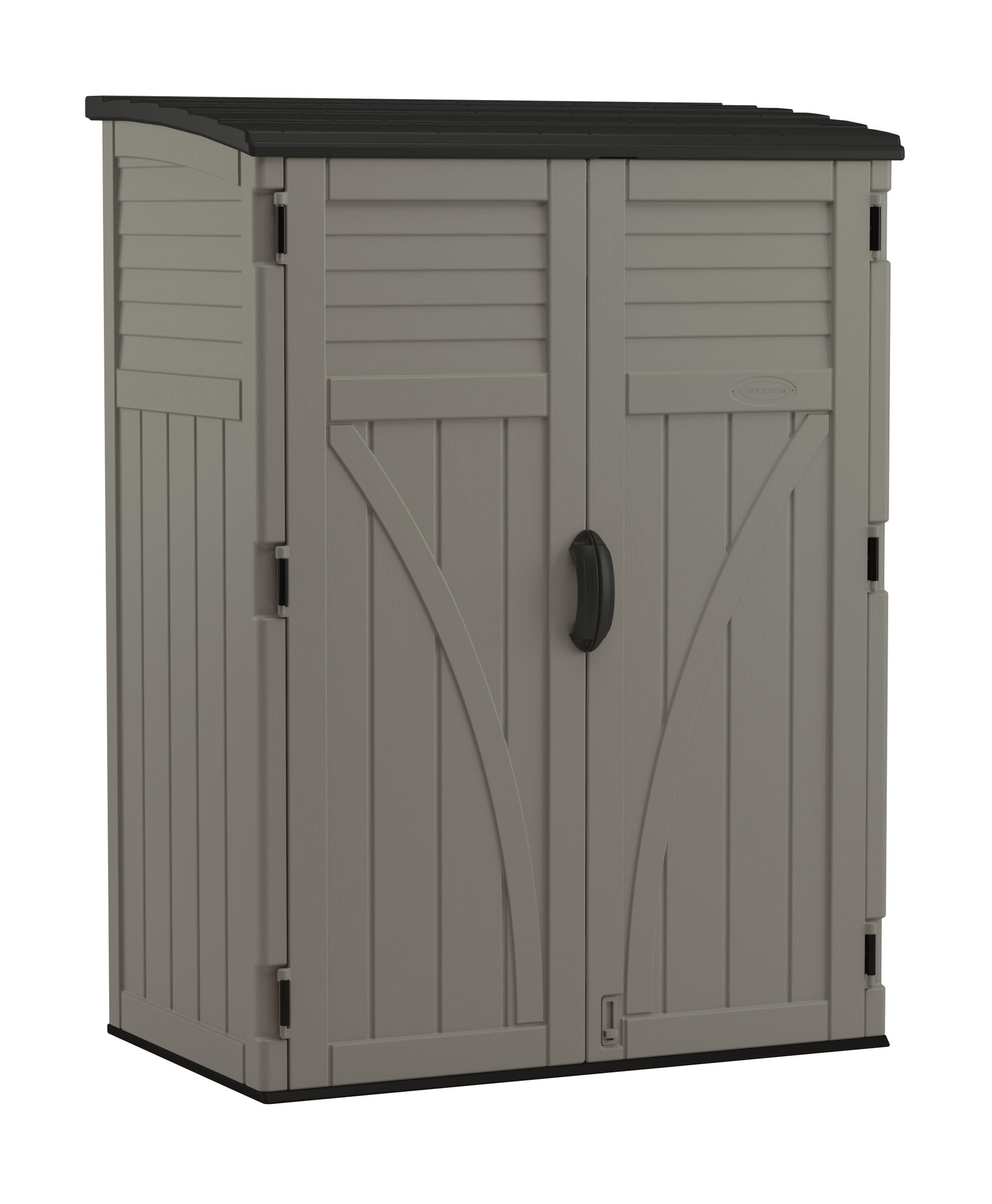 Suncast 54 Cu Ft Vertical Shed Outdoor Storage for Patio and Garage, Stoney