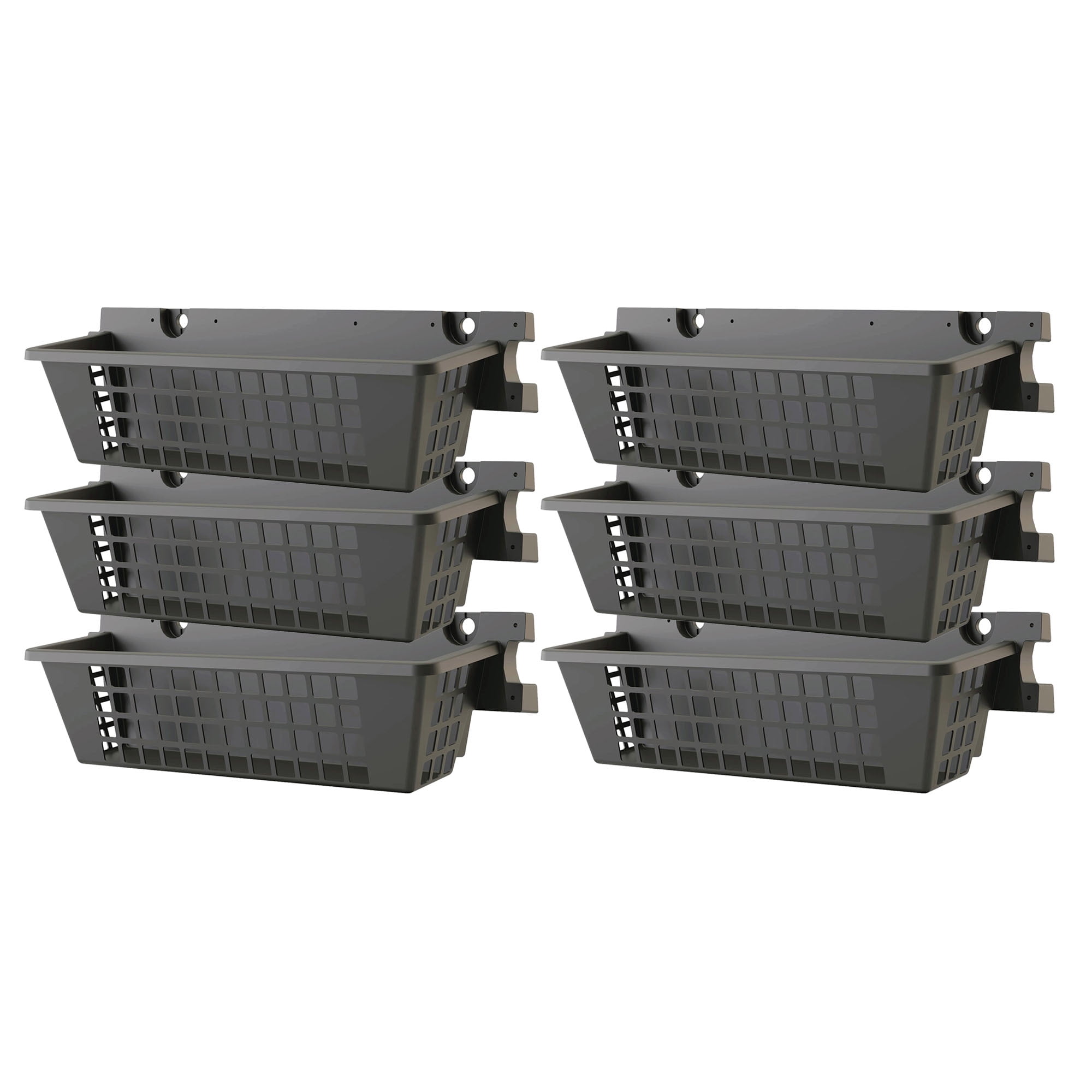 Suncast 6 Pack 25 x 7.25 Inch Resin Basket Accessory for Outdoor Shed, Black