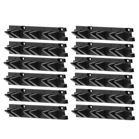 Suncast 6 Pack Long Handle Garage Wall Tool Organizer, Resin Storage Hanger Rack, Black