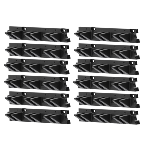 Suncast 6 Pack Long Handle Garage Wall Tool Organizer, Resin Storage Hanger Rack, Black
