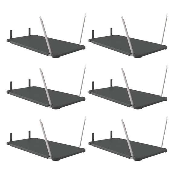 Suncast 6 Pack Vertical Shed Shelf Space Saving Hanging Outdoor Storage, Black