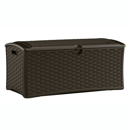Suncast - Resin Wicker Outdoor Patio Storage Deck Box, Brown