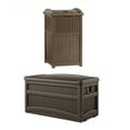 thumbnail image 1 of Suncast 73 Gallon Deck Box & Wicker Trash Hideaway Outdoor Garbage Bin, Java, 1 of 7