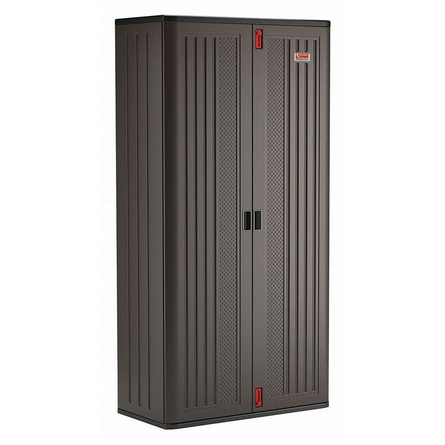Suncast 80-inch x 40-inch 4-Shelf Storage Cabinet Locker, Black, Resin, Garage Cabinet