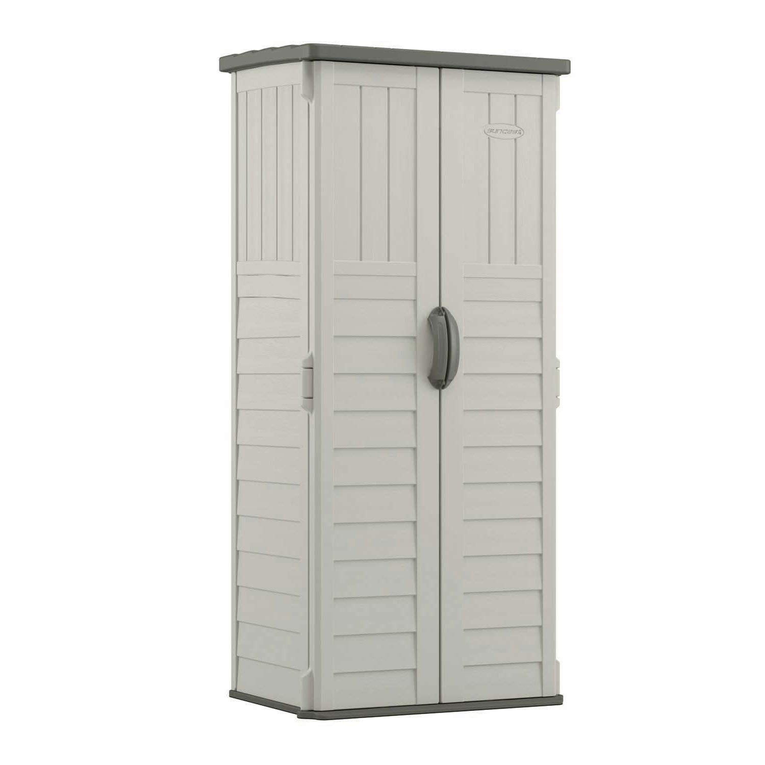Suncast Large Outdoor Waterproof Vertical Storage Shed, 22 Cubic Feet for Tools