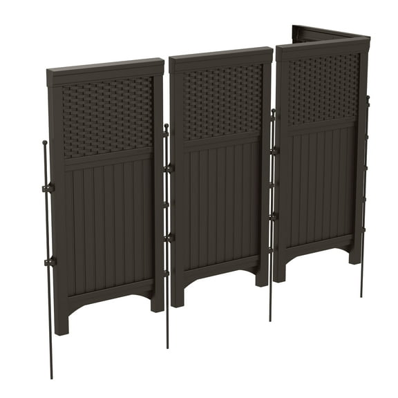 Suncast Backyard Garden Patio Panel Fence, Java, Four panel, 23 in. Wide, 2 in. Deep and 44 in. Tall
