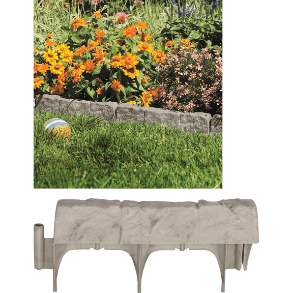 Suncast Border Stone Lawn Edging - Pack of 4 Residential Use, Standard Application