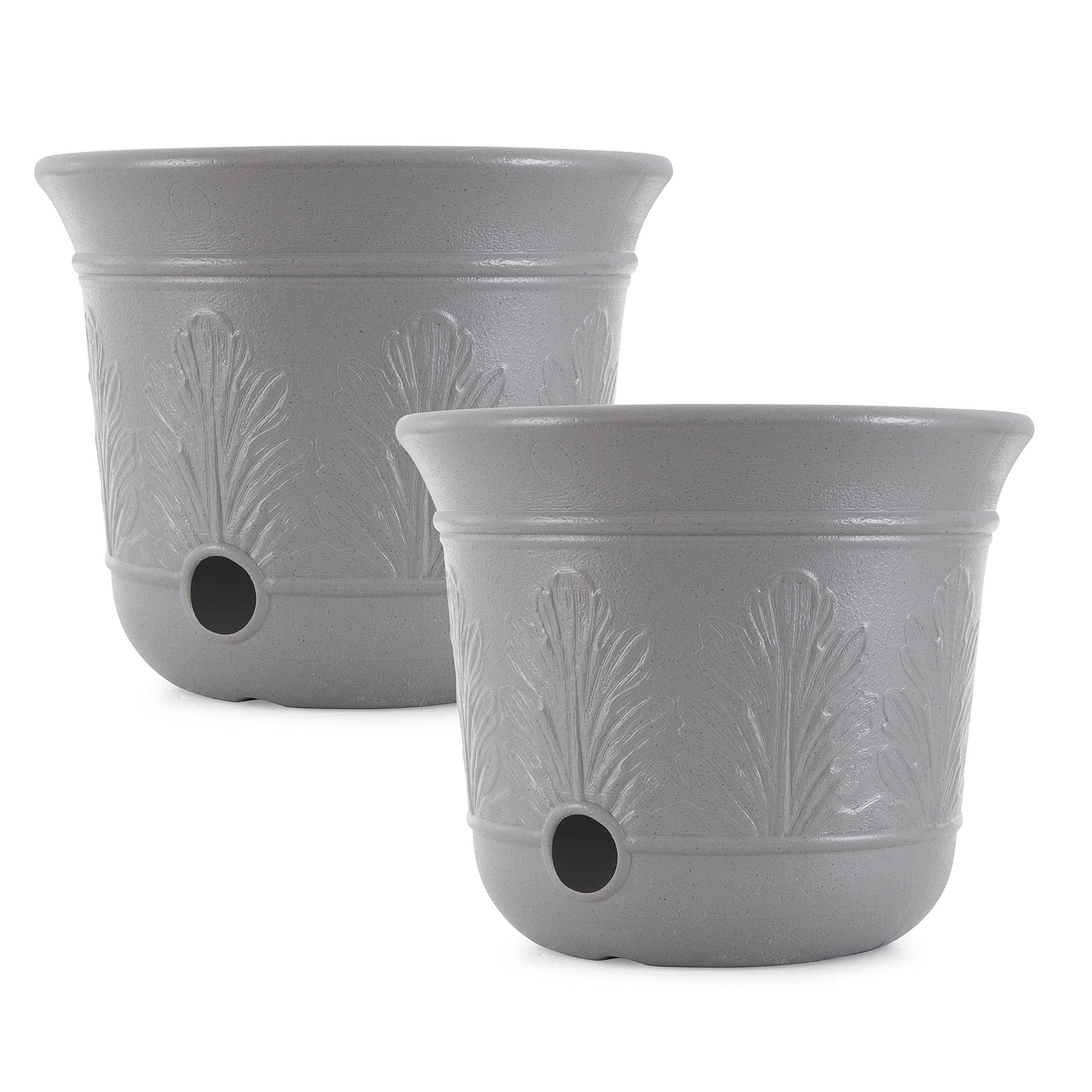 Suncast Garden Hose Planter CPLHPL100 - Heavy Duty Expandable Resin - 2 Pack, 5 Gal, Gray
