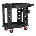 thumbnail image 1 of Suncast Commercial Heavy Duty Plus Utility Cart, Plastic, 2 Shelves, 6 Bins, 500 lb Capacity, 19.5" x 41.78" x 34.81", Black, 1 of 5
