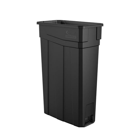 Suncast Commercial Narrow Rectangular Resin Trash Can, 23 Gallons, 30"H x 11"W x 20"D, Black