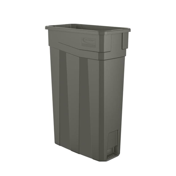 Suncast Commercial Narrow Rectangular Resin Trash Can, 23 Gallons, 30"H x 11"W x 20"D, Gray