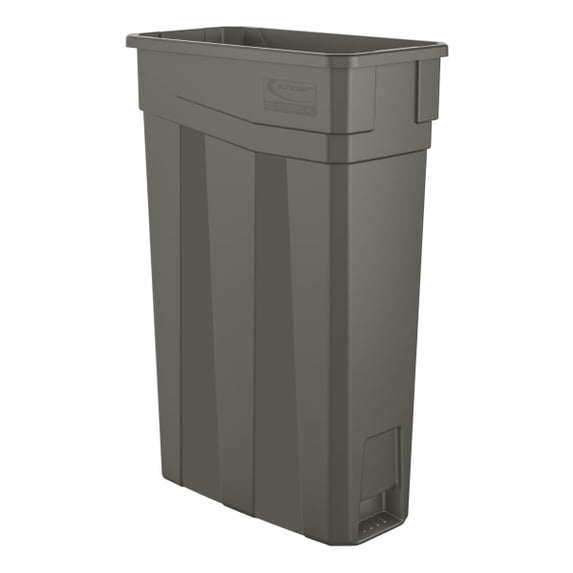 Suncast Commercial Narrow Rectangular Resin Trash Can, 23 Gallons, 30"H x 11"W x 20"D, Gray