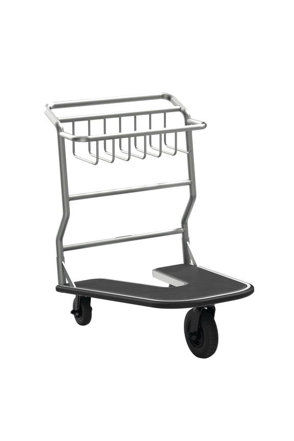 Nesting Luggage Cart with Rubber Platform, Capacity, 300 lb Capacity, 27 x 37 x 37.5, Silver/Black