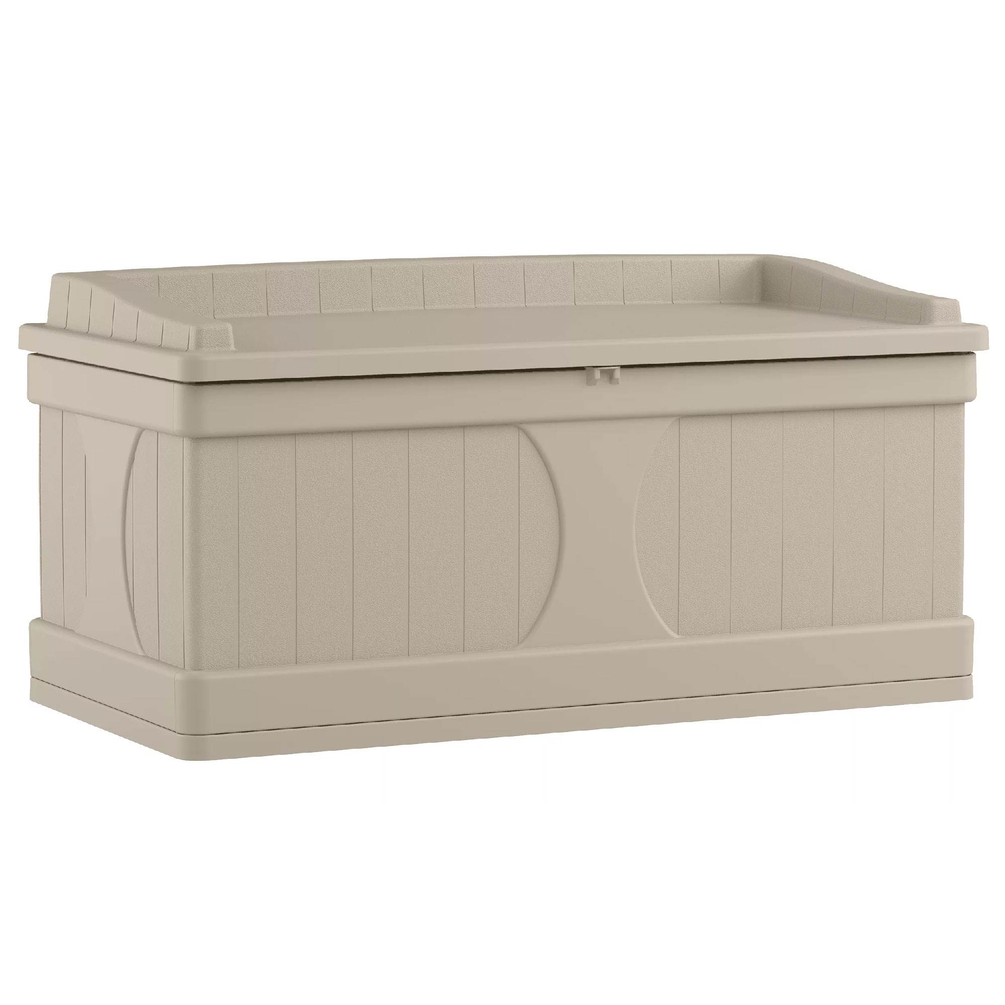 Suncast DB9500 99 Gallon Resin Outdoor Patio Storage Deck Box with Seat, Taupe - image 1 of 4