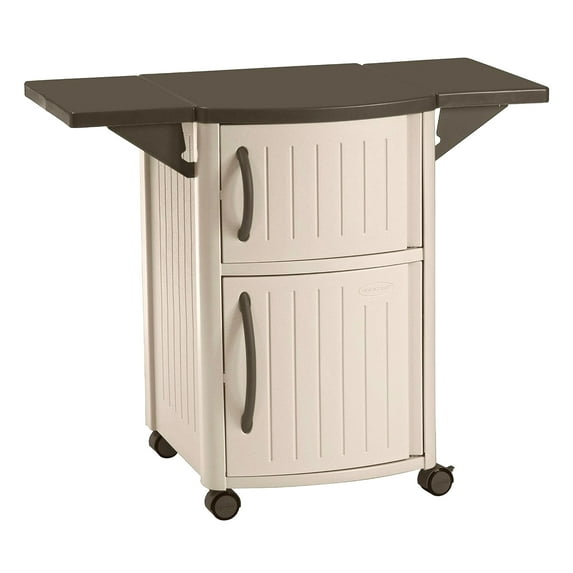 Suncast DCP2000 Portable Outdoor Prep Serving Grill Station Table and Cabinet
