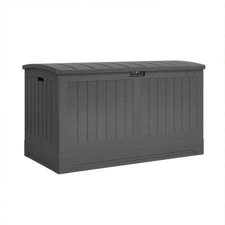 Suncast Decorative Lockable 200 Gallon Plastic Deck Storage Box, Gray
