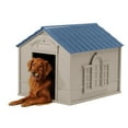 thumbnail image 1 of Suncast Deluxe Indoor & Outdoor Dog House Resin for Medium/Large Breeds, Tan/Blue, 1 of 9