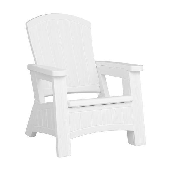 Suncast Elements Resin Adirondack Chair With Storage, White