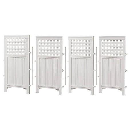 Suncast FS4423D Outdoor Patio 4 Panel Screen Enclosure Gated Fence, Plastic, White, 44 in H x 24 in D
