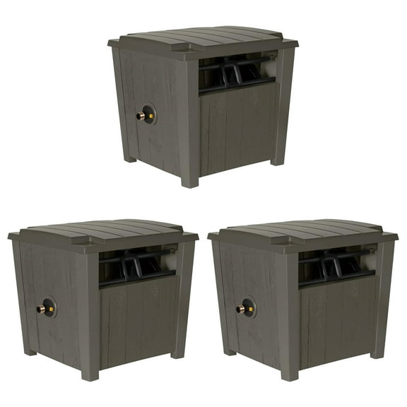 Suncast Farmington Hideaway Garden Hose Storage Pot, Stoney (3 Pack)