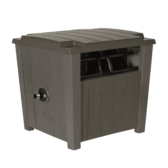 Suncast Farmington Hideaway Outdoor Garden Hose Storage Pot, Stoney