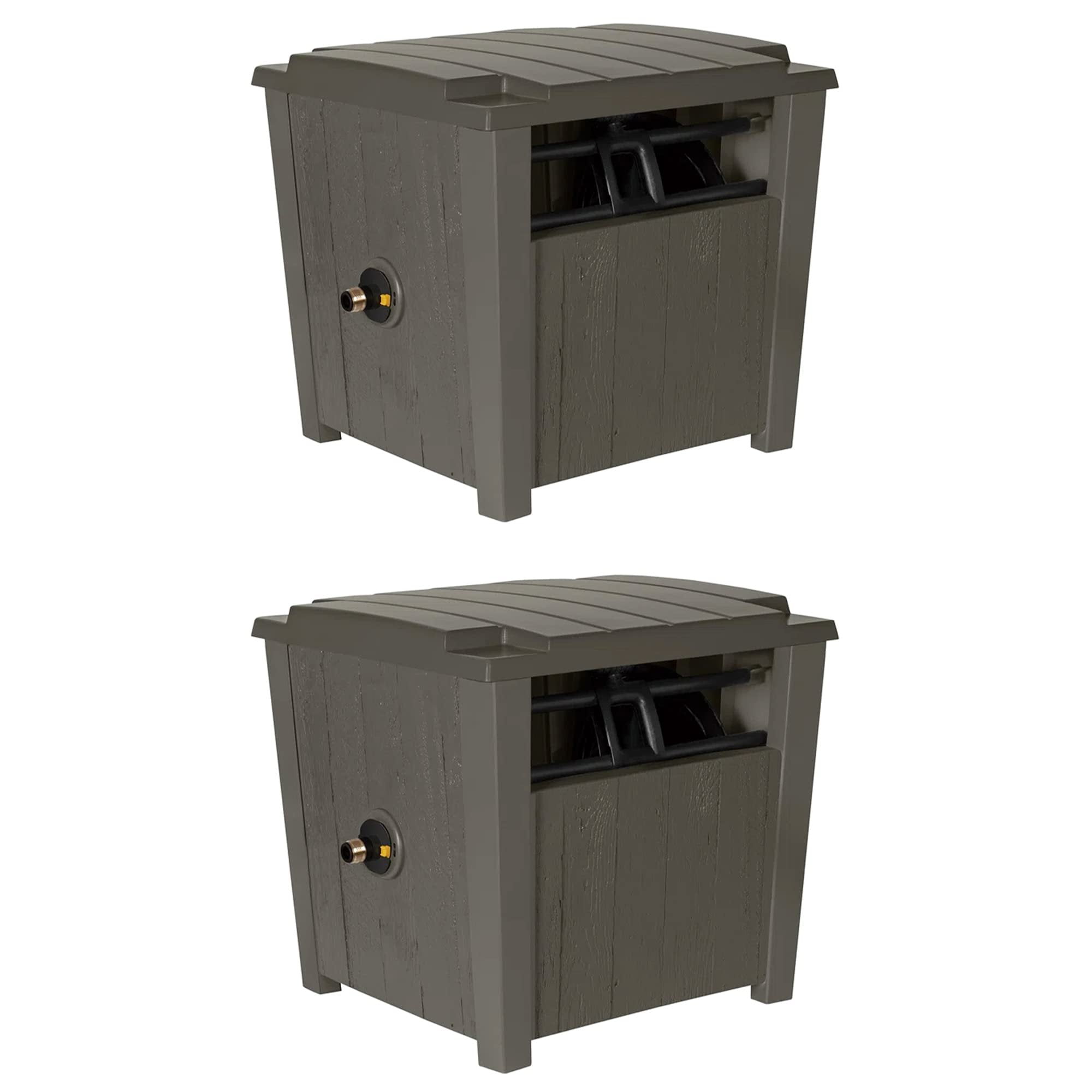 Farmington Weatherproof Outdoor Garden Hose Storage Pot with Brass Connections, 2-Pack