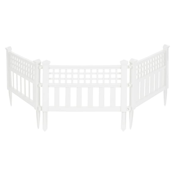 Suncast Grand View 14.5 x 24 Inch Resin Yard Garden Border Fence, White 3 Pack