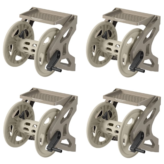 Suncast Handler 200 Foot Resin Wall Mounted Outdoor Garden Hose Reel (4 Pack)