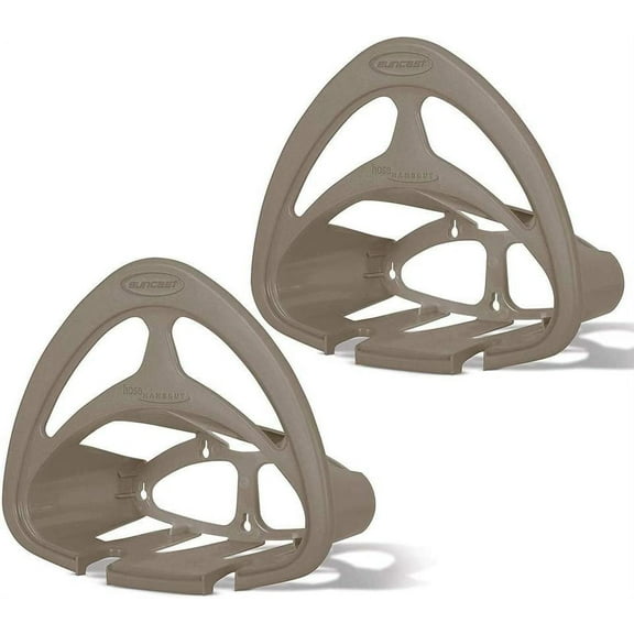 Suncast Hangout Outdoor Wall Mounted Garden Hose Holder w/Shelf, Taupe 2 Pack