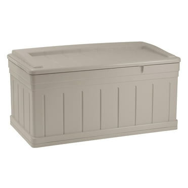 Suncast 129-Gal. Weather-Resistant Resin Outdoor Deck Storage Box and Bench, Taupe