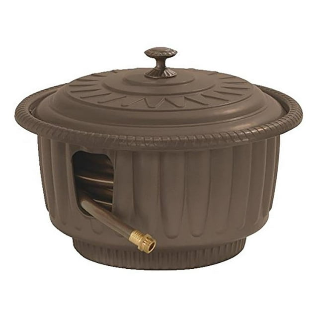 Suncast Hose Hideaway 50Foot Decorative Planter Water Hose Reel Storage, Mocha
