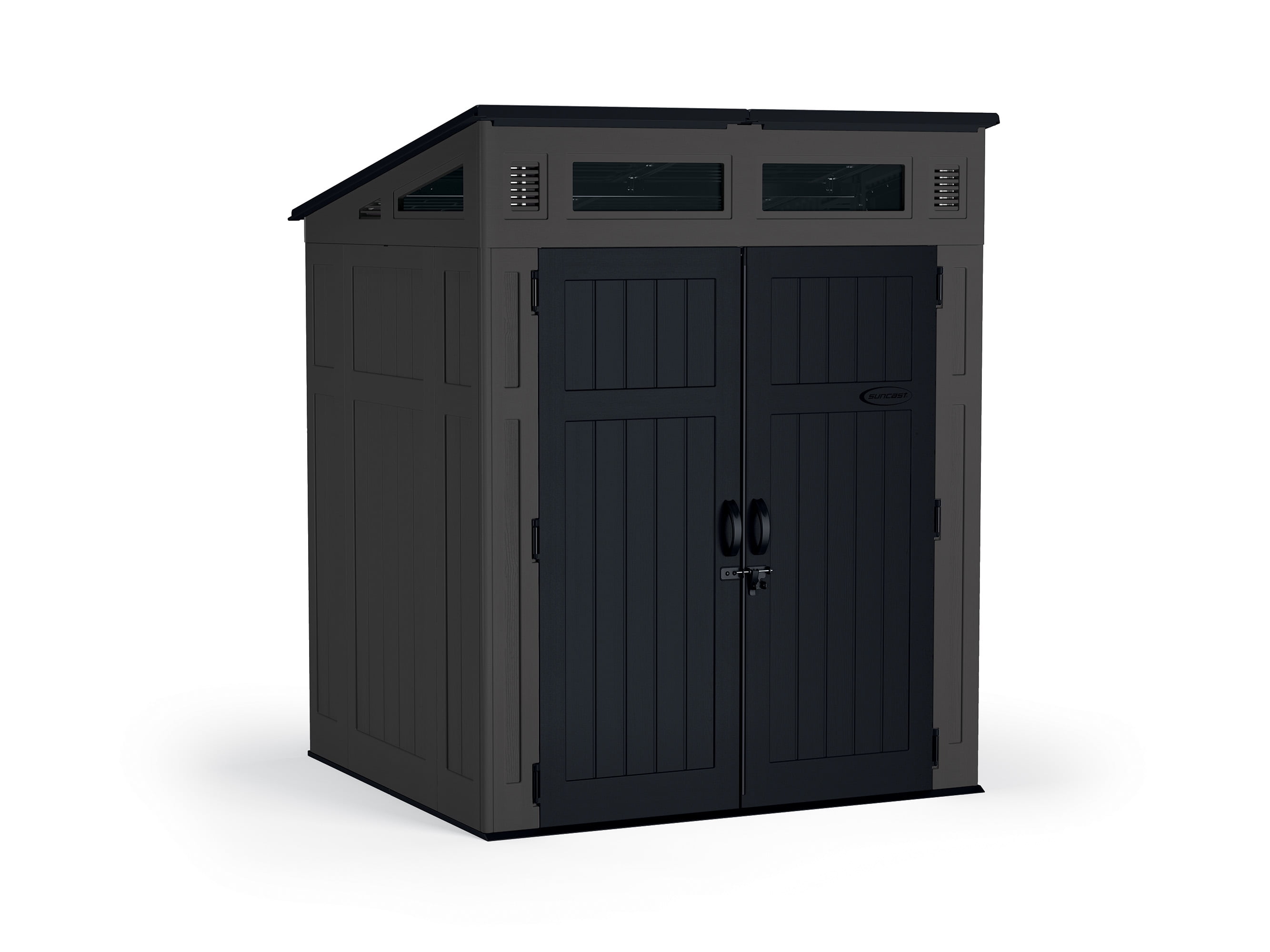 Peppercorn Black Resin Vertical Storage Shed with Windows