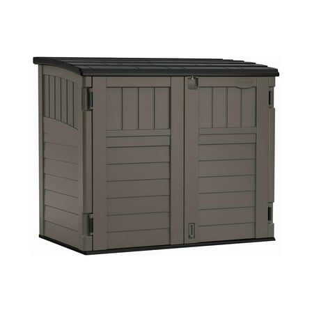 Suncast Modernist Horizontal Low-Profile Storage Shed, Resin, 3 Doors, Garden, 4' x 2.5', Gray, 1 Count, 1 Pack