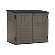 Suncast Modernist Horizontal Low-Profile Storage Shed, Resin, 3 Doors, Garden, 4 x 2.5, Gray, 1 Count, 1 Pack