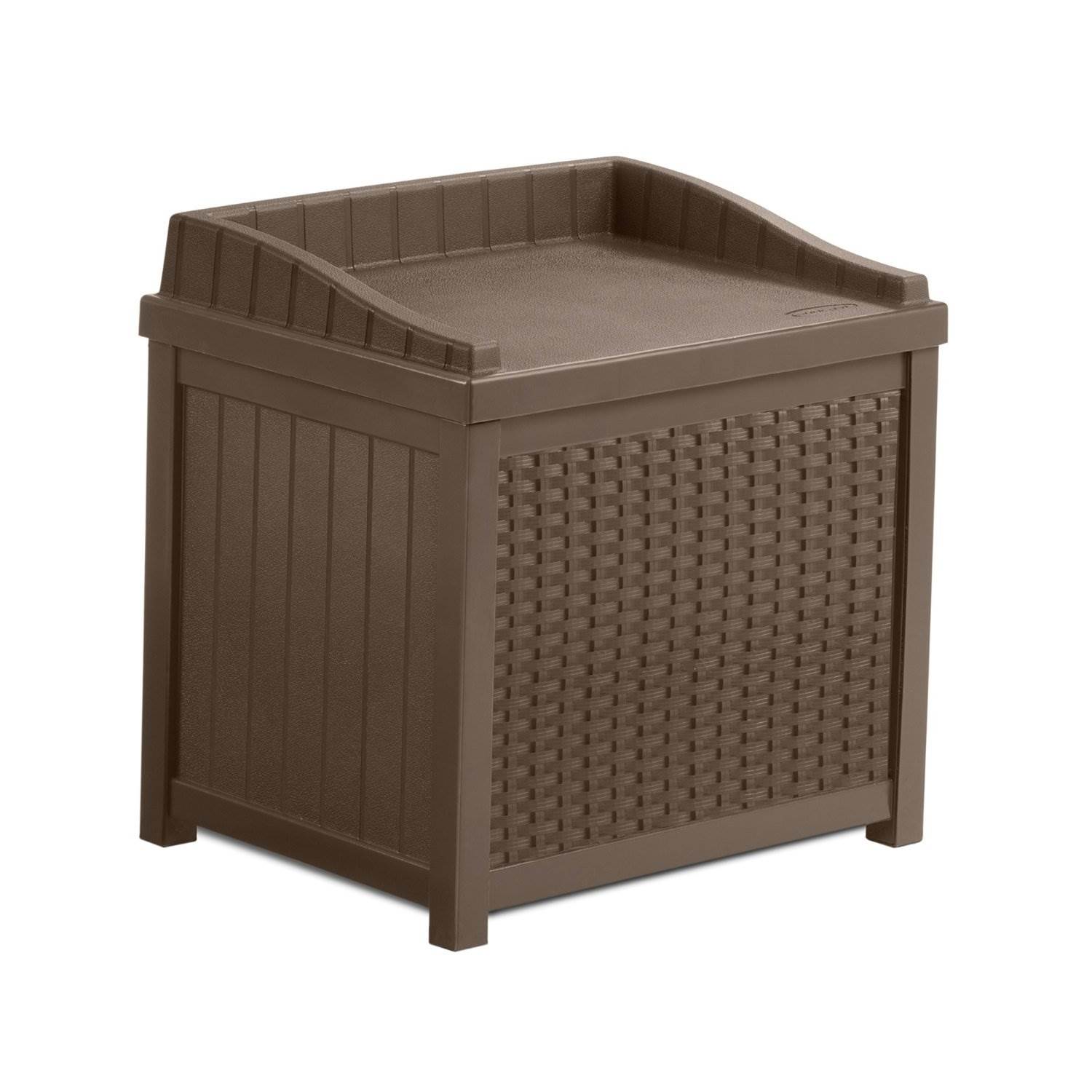 Suncast Outdoor 22 Gallon Resin and Wicker Deck Box with Seat, Java Brown - image 1 of 9