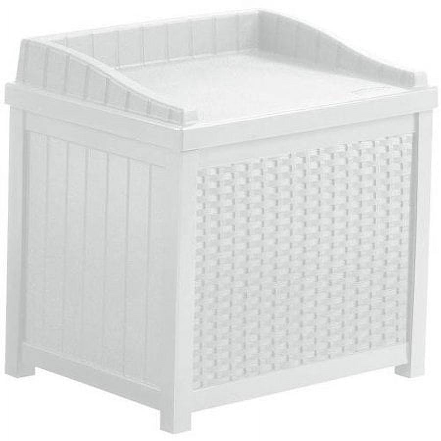 Suncast Outdoor 22 Gallon Resin and Wicker Deck Box with Seat