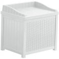 thumbnail image 1 of Suncast Outdoor 22 Gallon Resin and Wicker Deck Box with Seat, White, 1 of 4