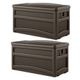 thumbnail image 1 of Suncast Outdoor 73 Gallon Garden Patio Storage Chest with Handles and Seat, Java (2 Pack), 1 of 4