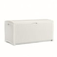 thumbnail image 1 of Suncast 99-Gal. Weather-Resistant Resin Outdoor Deck Storage Box and Bench, White, 1 of 6
