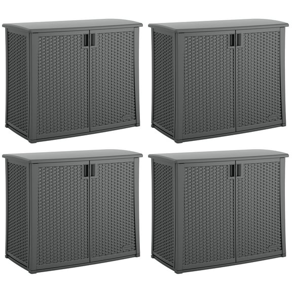 Suncast Outdoor Cabinet Deck Storage Box with Adjustable Shelf, (4 Pack)