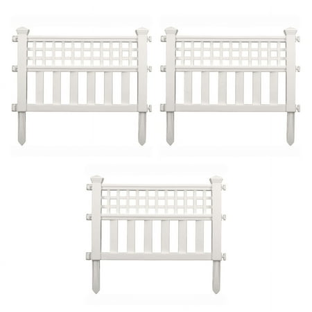 Suncast Outdoor Garden Grand View Fence Border Panels, 3-Pack, White
