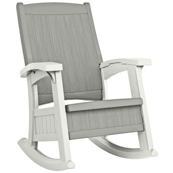 Suncast Outdoor Patio/Porch Rocking Chair w/ In-Seat Storage, Dove Gray